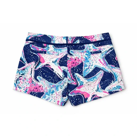 Lilly Pulitzer Starfish Print Women's Shorts Blue Pink Coastal Pattern Size 8 - Picture 4 of 9